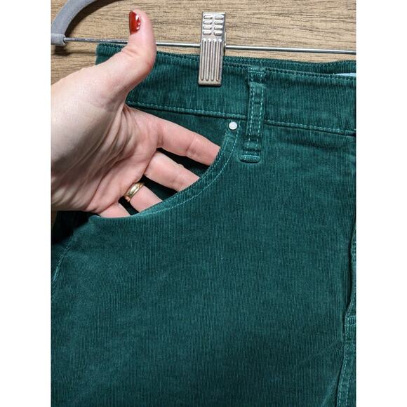 Market & Spruce Women's Size 10 Green Corduroy Straight Short Skirt Pockets - Picture 5 of 7